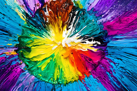 Colorful paint splashes on white background. Multicolored abstract backgroundの素材