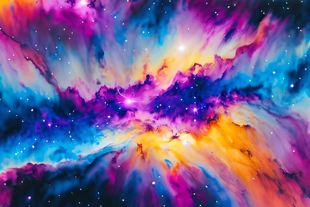 Cosmic space background with stars and nebula. 3D illustrationの素材