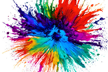 abstract watercolor background with multicolored splashes on whiteの素材