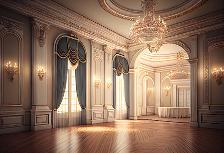 Luxury classic interior of the room. 3D render.の素材