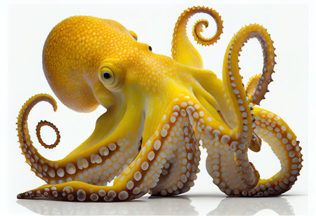 Octopus on a white background. 3d illustration. Studio.の素材