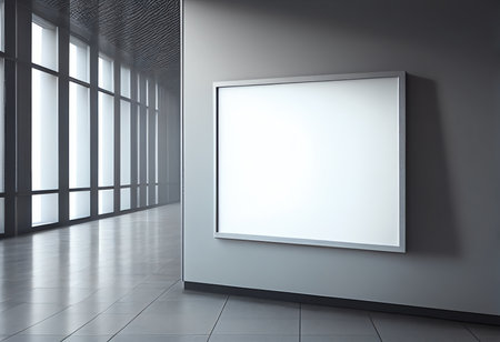 Blank white poster in modern interior. Mock up, 3D Renderingの素材