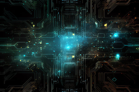 Circuit board background. Technology concept. 3d rendering toned imageの素材