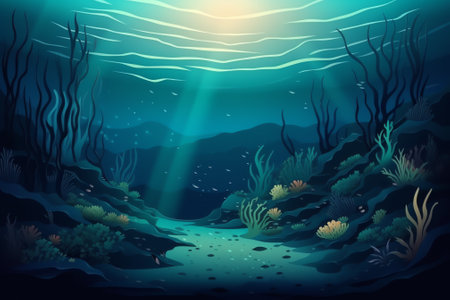Underwater landscape. Underwater world. Underwater world. Vector illustrationの素材