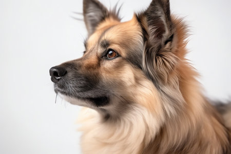 Portrait of a shetland sheepdog on a white backgroundの素材