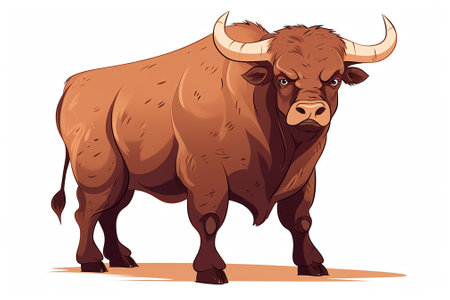 Illustration of a bull on a white background. Vector illustration.の素材