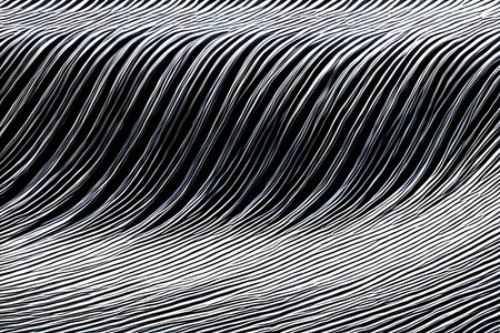 Abstract wavy lines on a black background. 3d rendering, 3d illustration.の素材