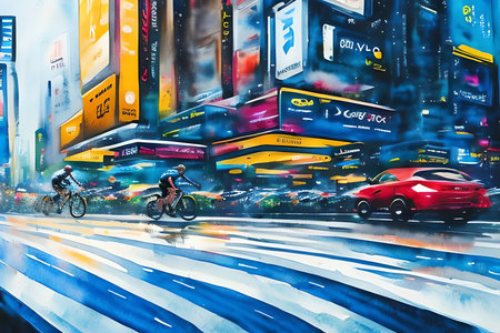 Traffic in Times Square, New York City, USAの素材