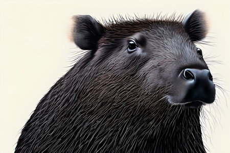 Portrait of a wild boar - 3D render on a white backgroundの素材