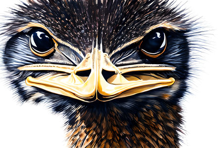 Ostrich bird on a white background. 3d illustration.の素材