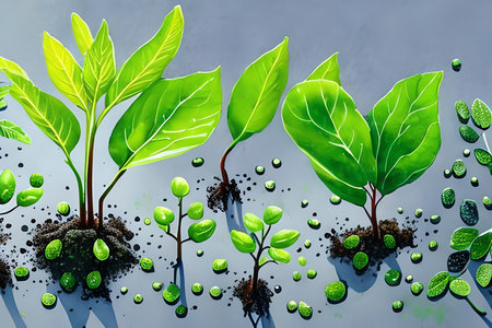 Plant seedling, new life concept, 3d rendering, illustrationの素材