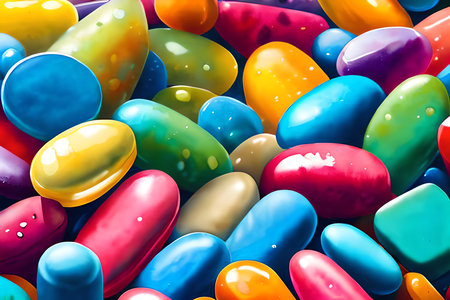 Colorful candies as a background. 3d rendering, 3d illustration.の素材