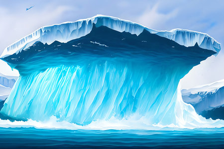 Iceberg in the ocean. Vector illustration of an iceberg in the ocean.の素材
