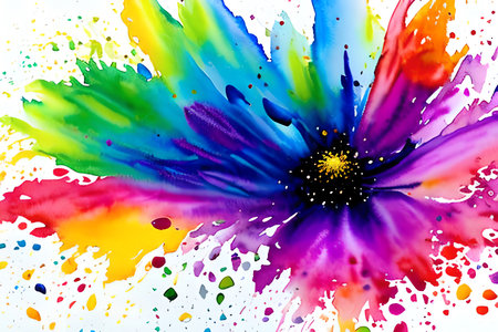 colorful watercolor splashes on white background, abstract art illustrationの素材