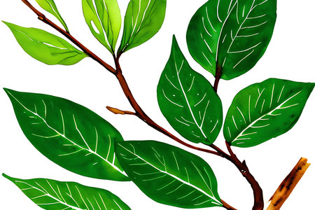 Green leaves on a white background. Vector illustration. Eps 10.の素材