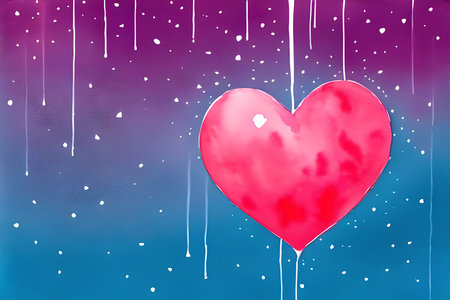 Valentine's day background with heart and rain drops. Vector illustration.の素材