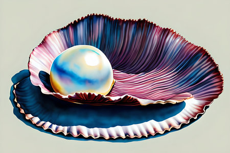 Beautiful pearl in a seashell. 3d rendering, 3d illustration.の素材