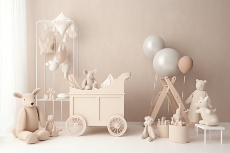 3d rendering of baby room interior with toys. 3d illustration.の素材