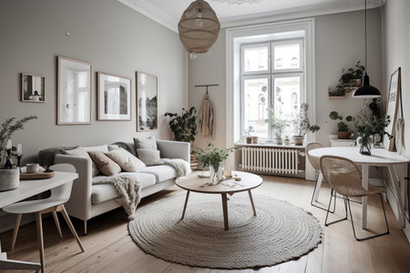 Interior of modern living room in scandinavian style.の素材