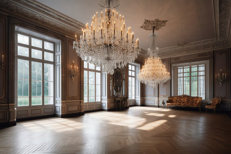 Luxury interior of the room with a chandelier.の素材