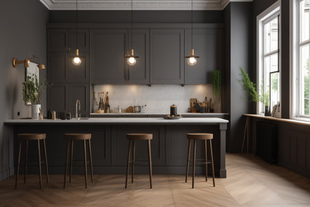 3d render of modern kitchen interior in scandinavian styleの素材