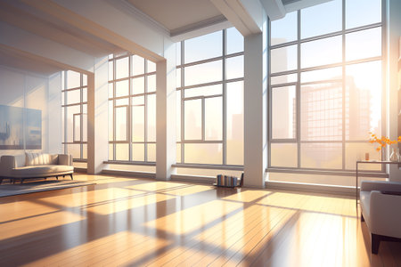 Modern bright interiors. 3d rendered illustration mockup computer generated imageの素材