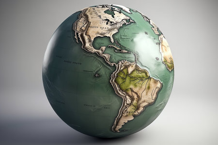 3D render of a globe with the continents of Africa and Europeの素材