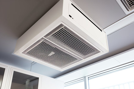 Modern ceiling air conditioner in the kitchen. Interior design concept.の素材