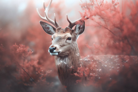 Close-up of a deer in the forest. Autumn season.の素材