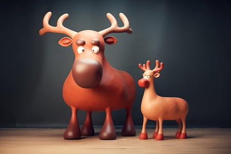 Christmas reindeer on a gray background. 3d rendering.の素材