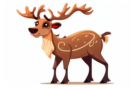 Cute cartoon reindeer. Vector illustration isolated on white background.の素材