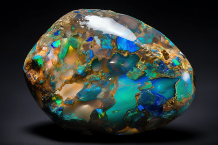 Colorful gemstone on a black background. 3d illustration.の素材