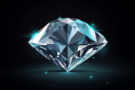 Illustration of blue diamond on black background, vector eps10の素材