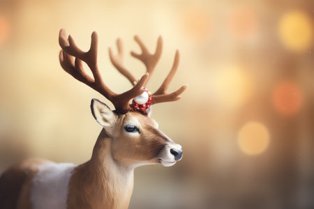 Deer with christmas ornaments on bokeh backgroundの素材
