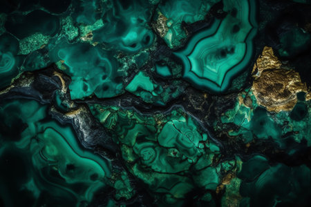 abstract background of green and black marble with veins and emeraldsの素材