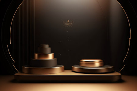 Podium, pedestal or platform for cosmetic product presentation. 3d renderの素材