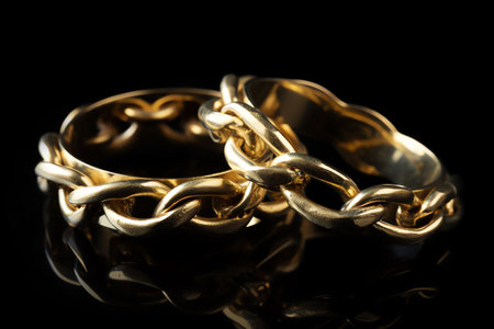 golden bracelet on a black background close-up, shallow depth of fieldの素材