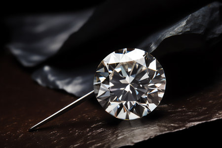 Diamond on a black background. Jewelry concept. Macro shot.の素材