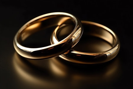 Wedding rings on a dark background. Close-up.の素材