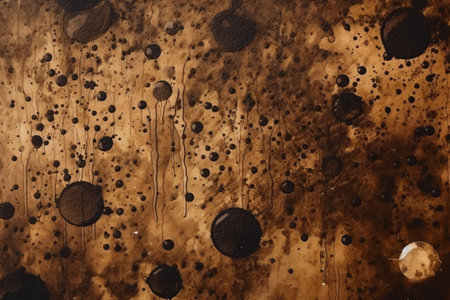 Coffee stains on a brown background. Abstract background for design.の素材