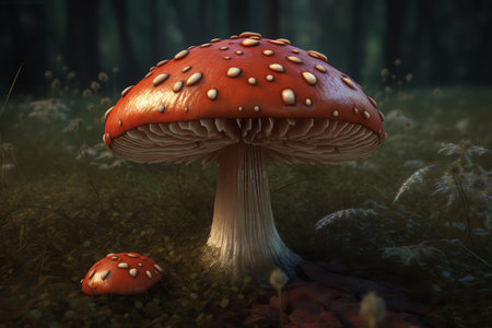 3D illustration of a mushroom. Generative AIの素材