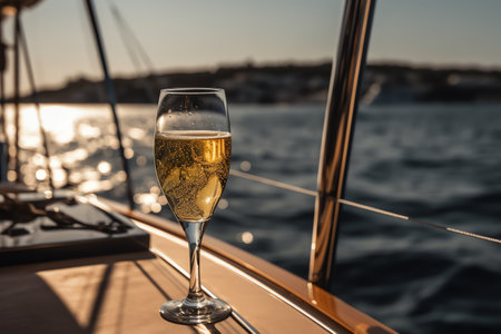 A Fancy Yacht Trip With Bubbly And Sea Air. Generative AIの素材