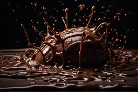 Closeup Chocolate Splash. Generative AIの素材