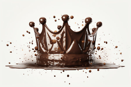 Illustrated Liquid Chocolate Crown With Rippled Splash. Generative AIの素材