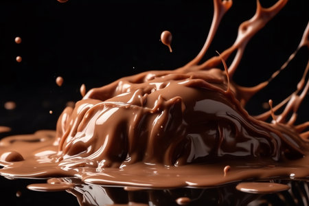 Frontal View Of Splashed Milk Chocolate. Generative AIの素材