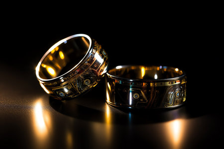 Light And Energy Technology Wedding Rings. Generative AIの素材