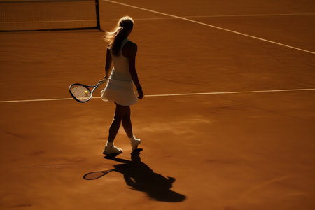 Playing solo tennis. Generative AIの素材