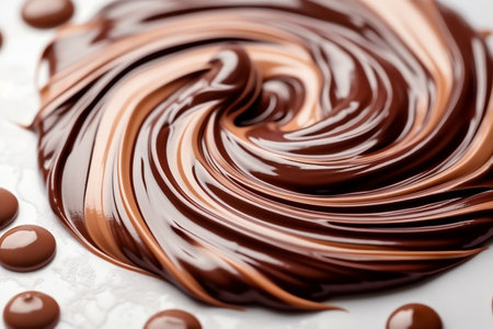 Swirled Chocolate On White. Generative AIの素材