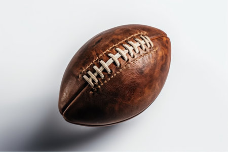 Top view shot of American football on white background. Generative AIの素材