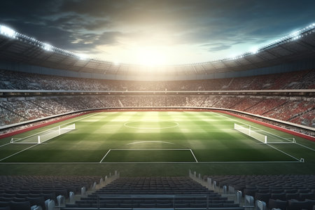 The 3D render soccer stadium has sport backgrounds. Generative AIの素材
